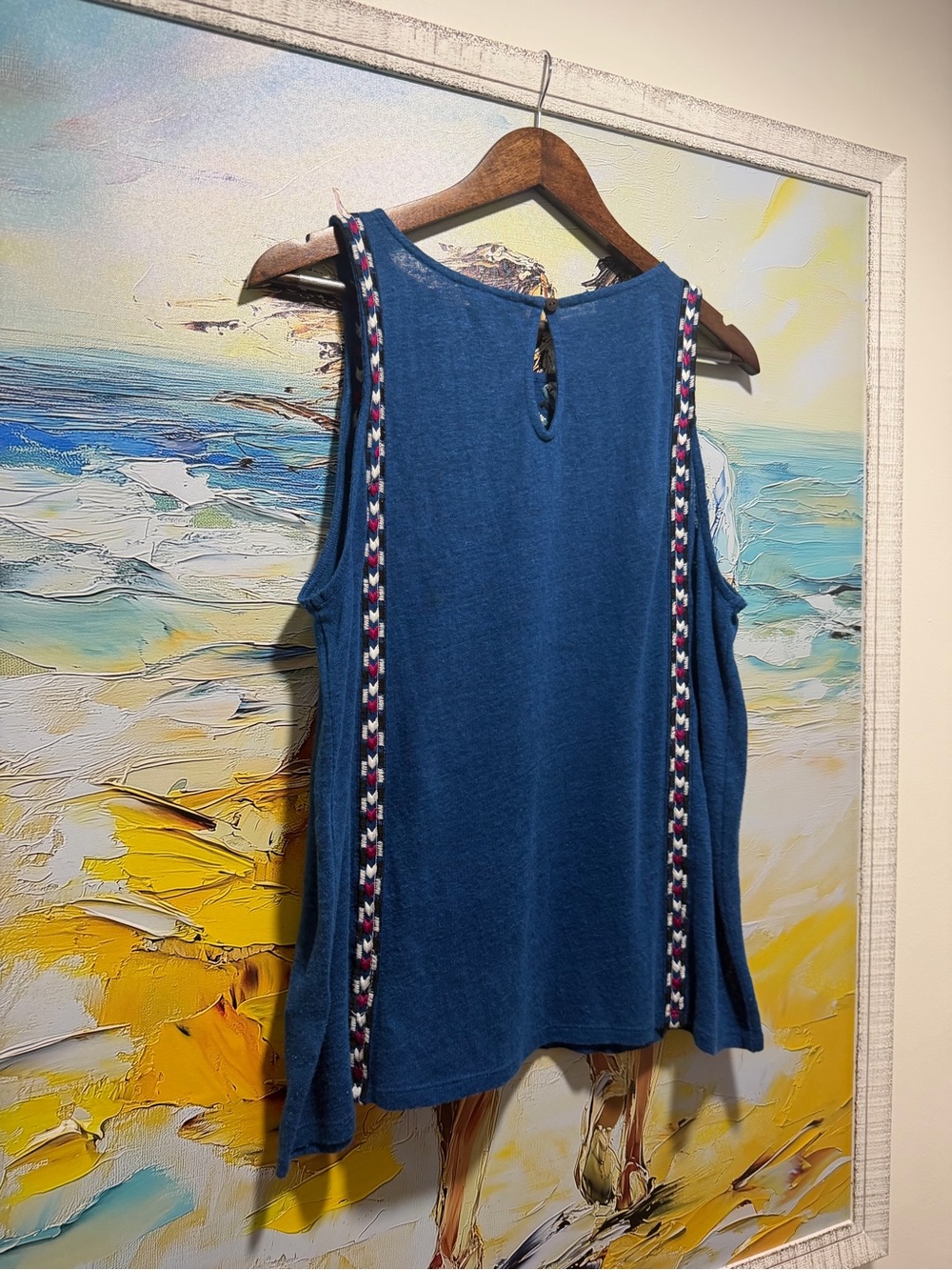 Lucky Brand Navy Blue Embroidered Geometric Tank - Picture 7 of 7